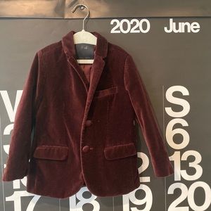 Zara Boys Burgundy Velvet Blazer 5Y